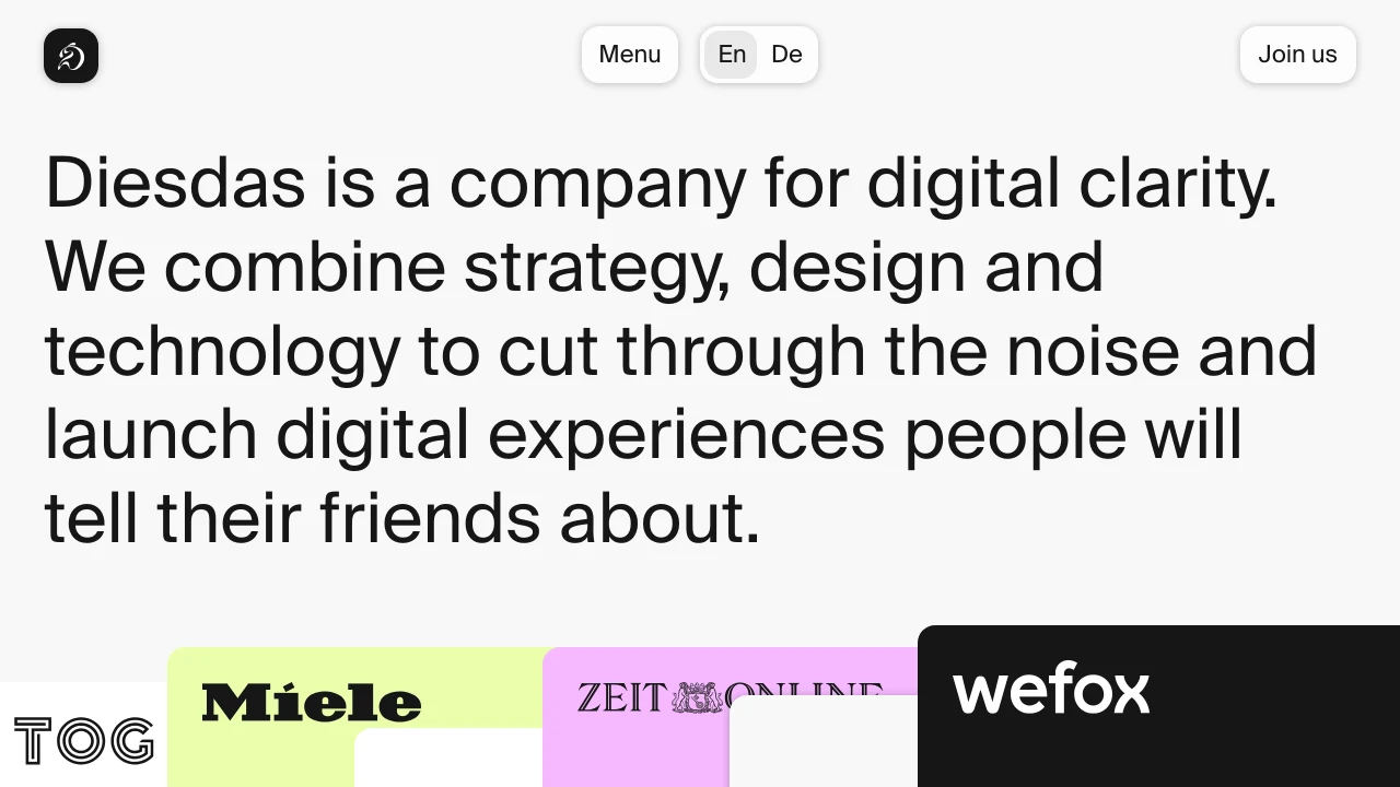 Screenshot der Website von Diesdas Digital
