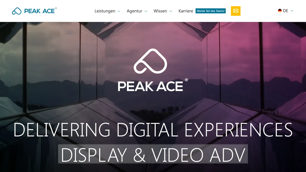 Screenshot der Website von Peak Ace