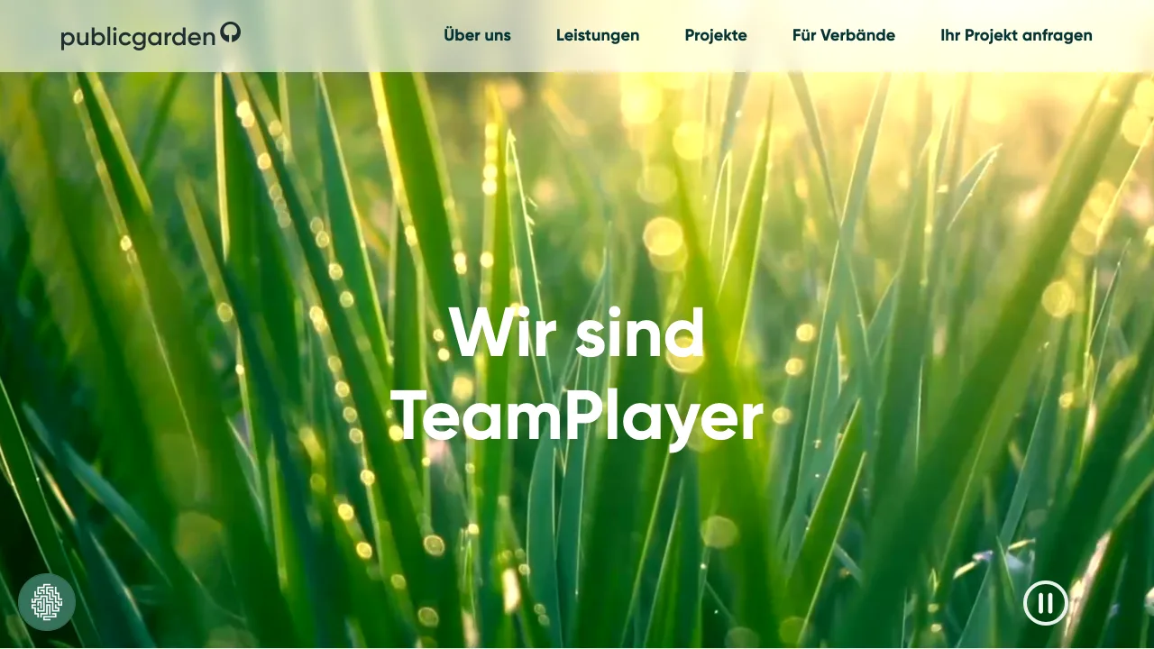 Screenshot der Website von publicgarden